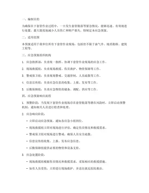 下套管现场应急预案