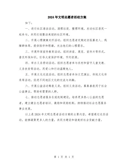 2024年文明志愿者活动方案