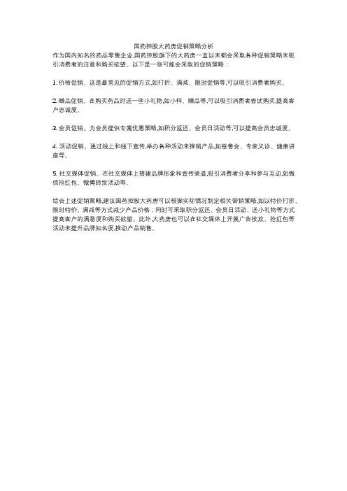 国药控股大药房促销策略分析