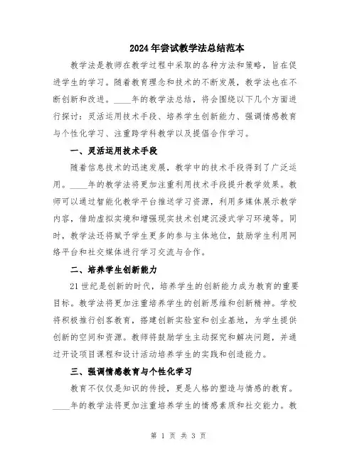 2024年尝试教学法总结范本