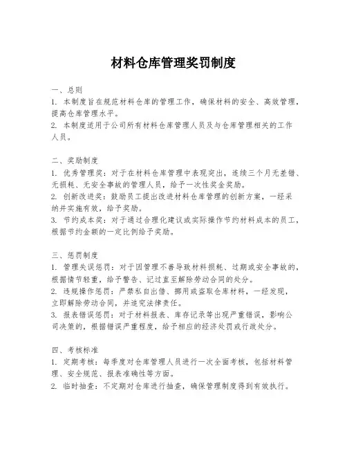 材料仓库管理奖罚制度