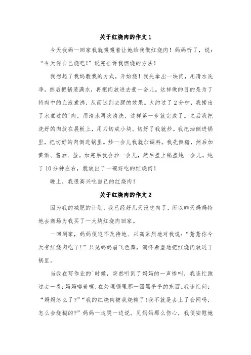 红烧肉的制作作文600字初中生