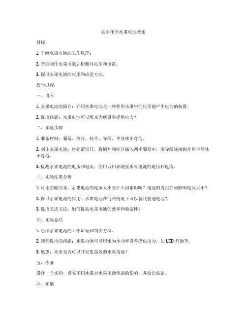 高中化学水果电池教案