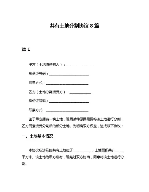 共有土地分割协议8篇