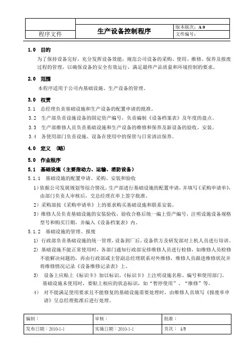  生产设备控制程序