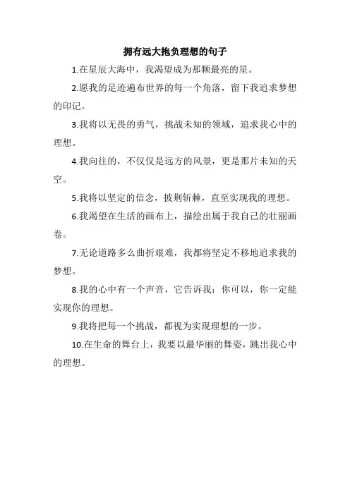 拥有远大抱负理想的句子