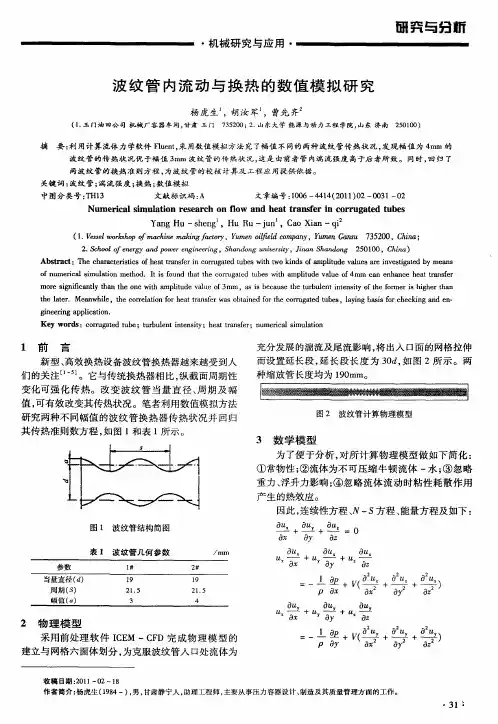 波纹管内流动与换热的数值模拟研究