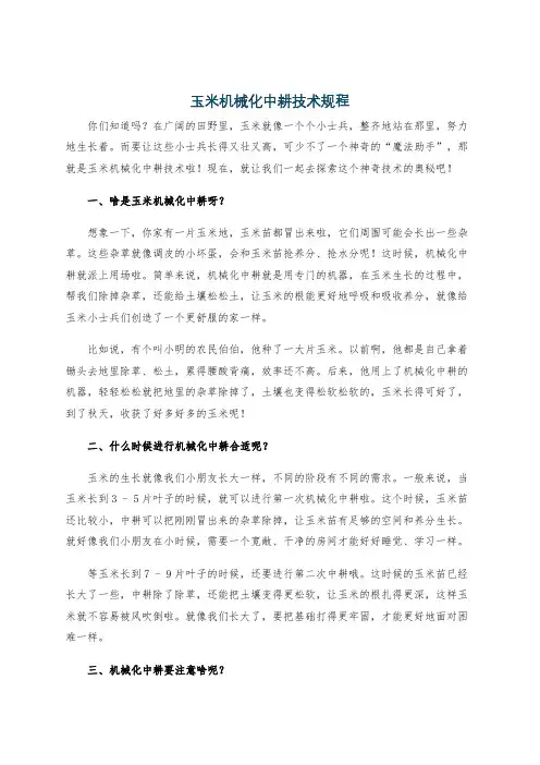 玉米机械化中耕技术规程