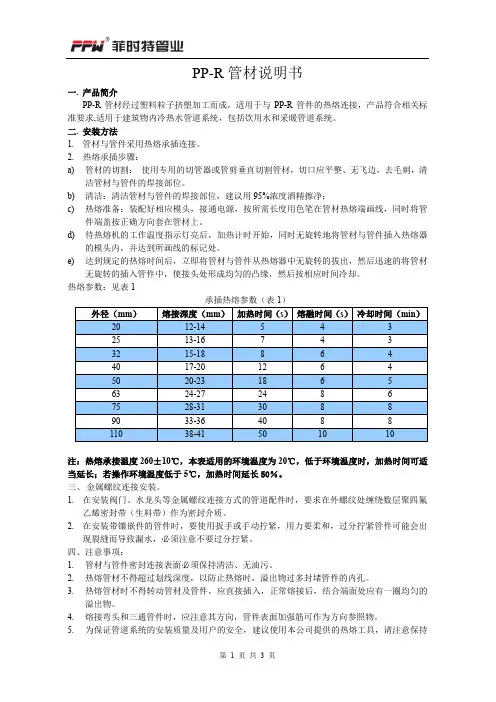 PP-R 管材说明书