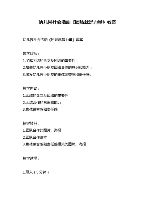 幼儿园社会活动《团结就是力量》教案