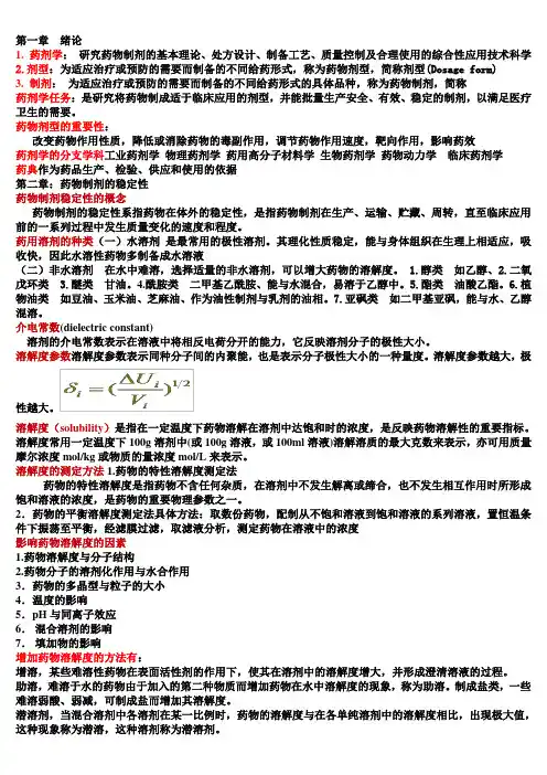 (完整版)药剂学复习重点归纳_人卫版