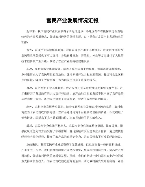 富民产业发展情况汇报