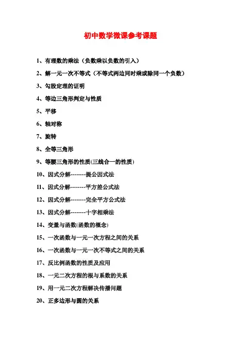微课参考课题
