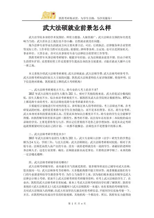 武大法硕就业前景怎么样