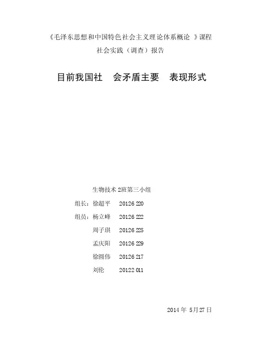 目前我国社会矛盾主要表现形式