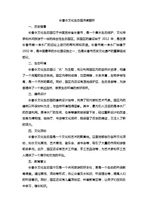 长春水文化生态园深度解析