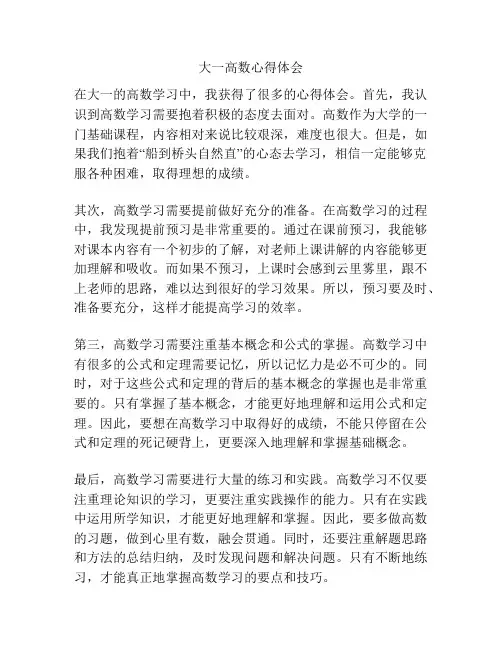 大一高数心得体会