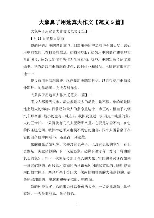 大象鼻子用途真大作文【范文5篇】