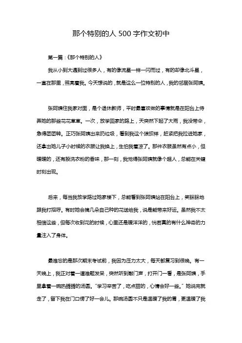 那个特别的人500字作文初中