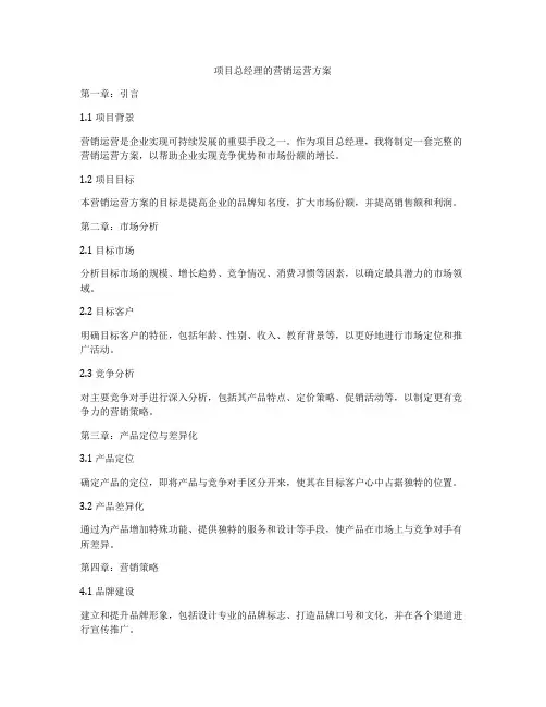 项目总经理的营销运营方案