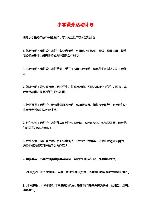 小学课外活动计划