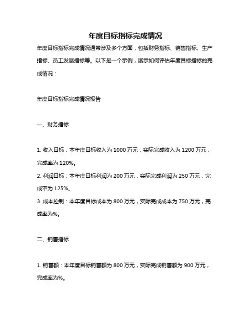 年度目标指标完成情况