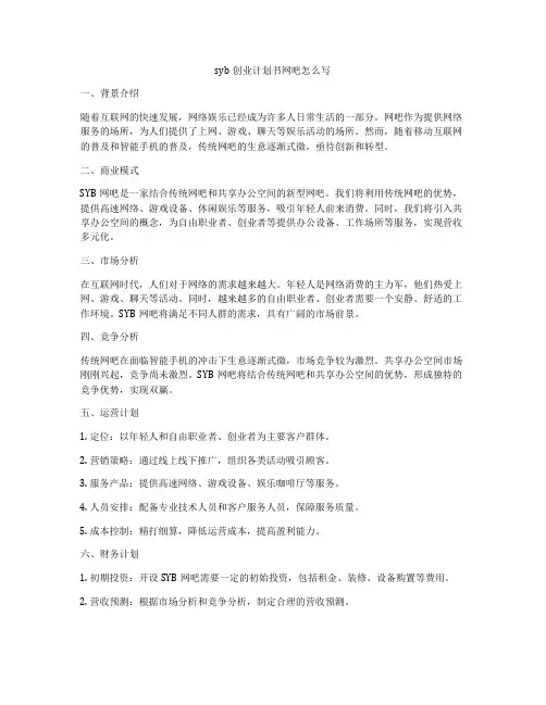 syb创业计划书网吧怎么写