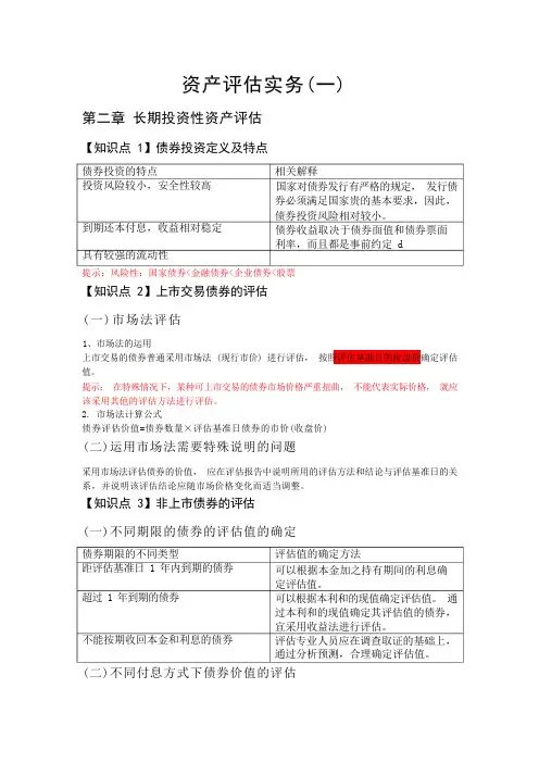 资产评估实务(一)长期投资性资产评估