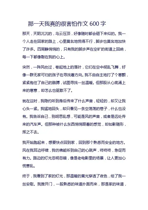 那一天我真的很害怕作文600字