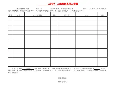工人工资表