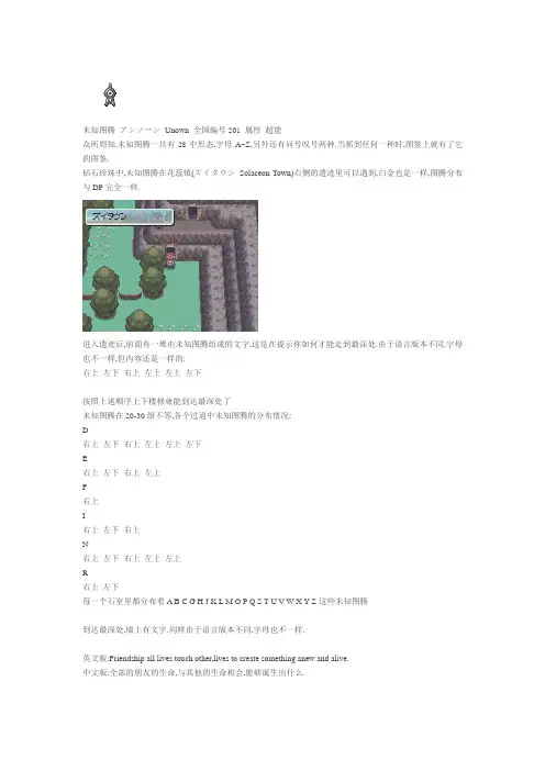 口袋妖怪白金未知图腾全面解析