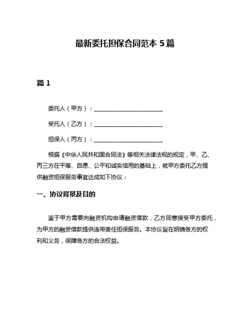 最新委托担保合同范本5篇