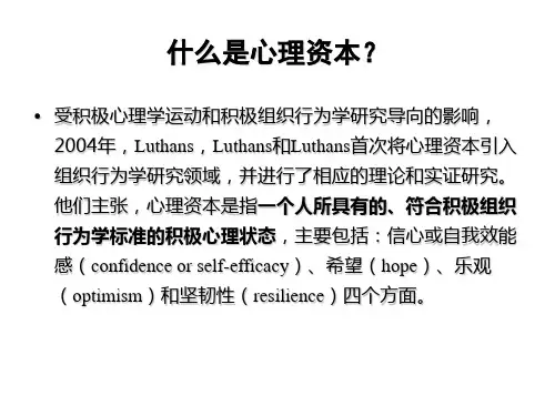 提升员工心理资本促进企业健康发展模版课件