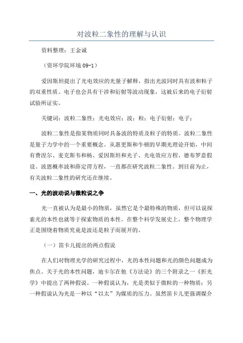 对波粒二象性的理解与认识