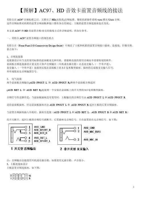 【图解】AC97、HD音效卡前置音频线的接法