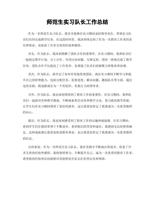 师范生实习队长工作总结