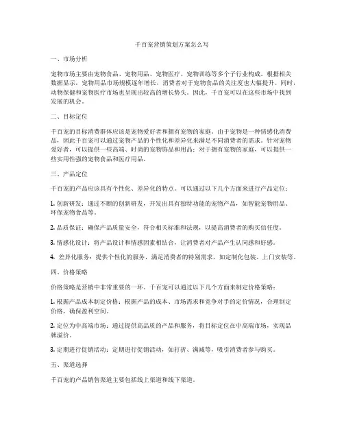 千百宠营销策划方案怎么写