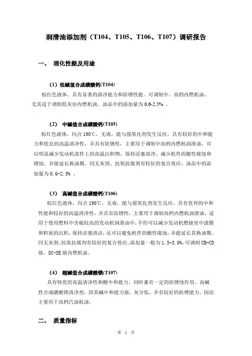 润滑油添加剂调研报告