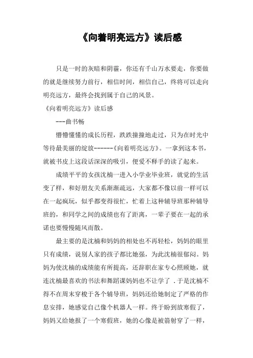 《向着明亮远方》读后感
