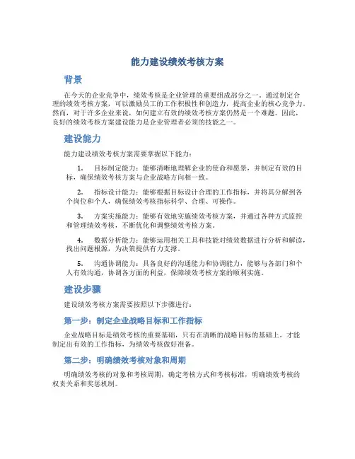 能力建设绩效考核方案