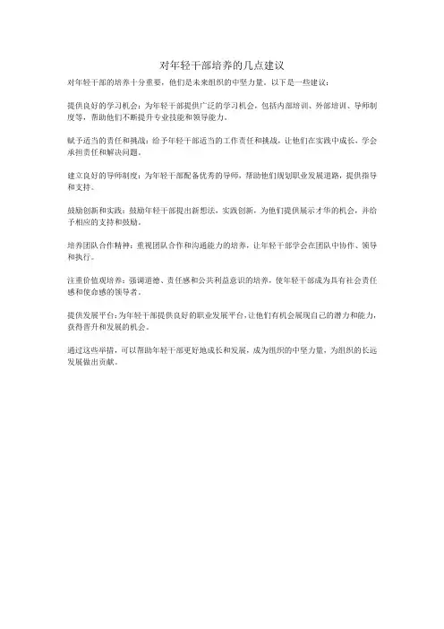 对年轻干部培养的几点建议