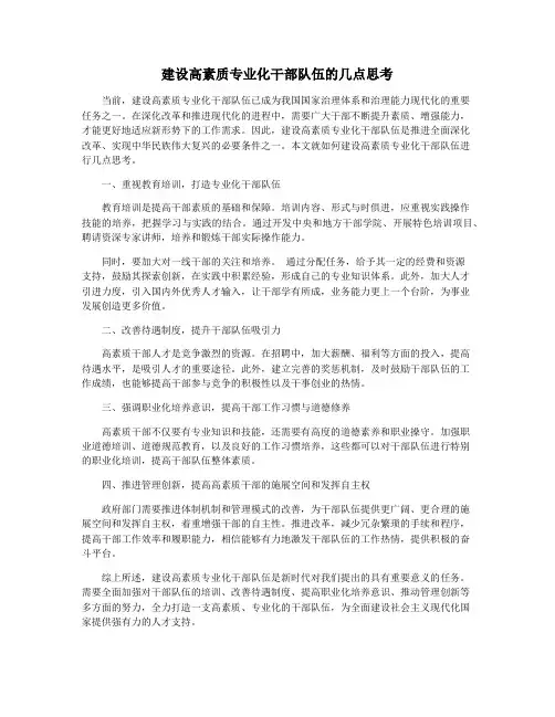 建设高素质专业化干部队伍的几点思考