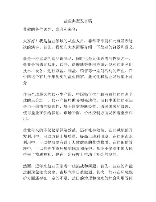 盐业典型发言稿