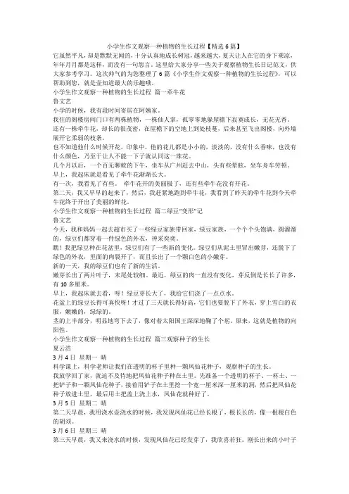 2023最新-小学生作文观察一种植物的生长过程【精选6篇】