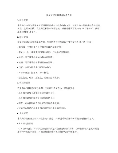 建筑工程材料设备询价方案