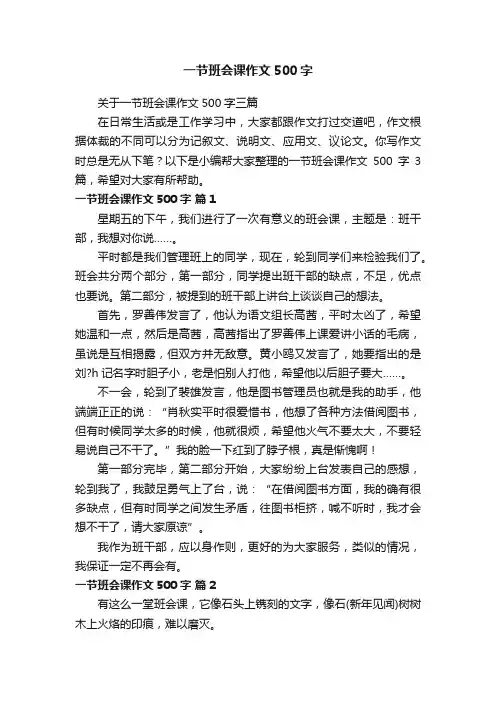 关于一节班会课作文500字三篇