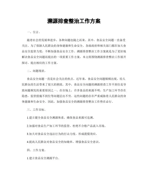 溯源排查整治工作方案