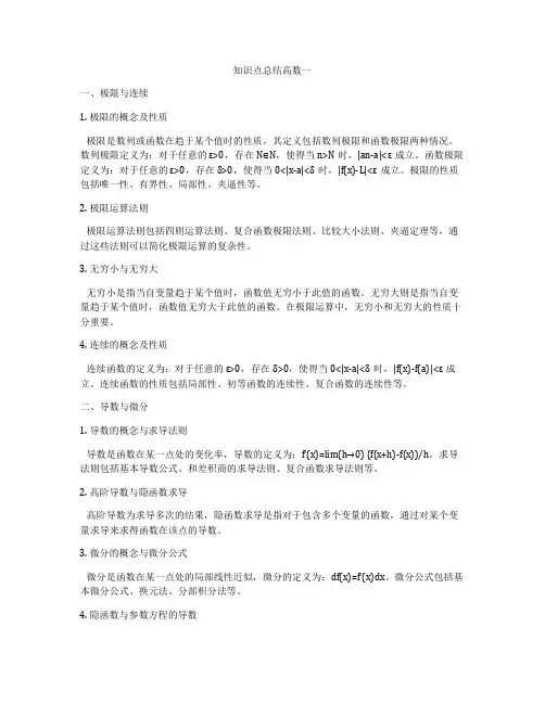 知识点总结高数一