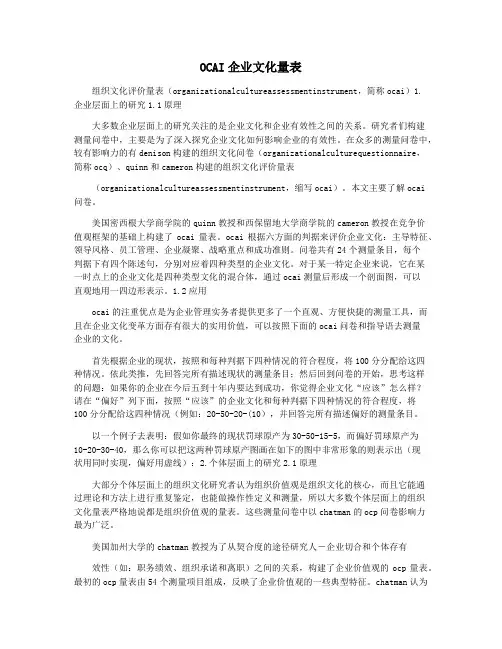 OCAI企业文化量表
