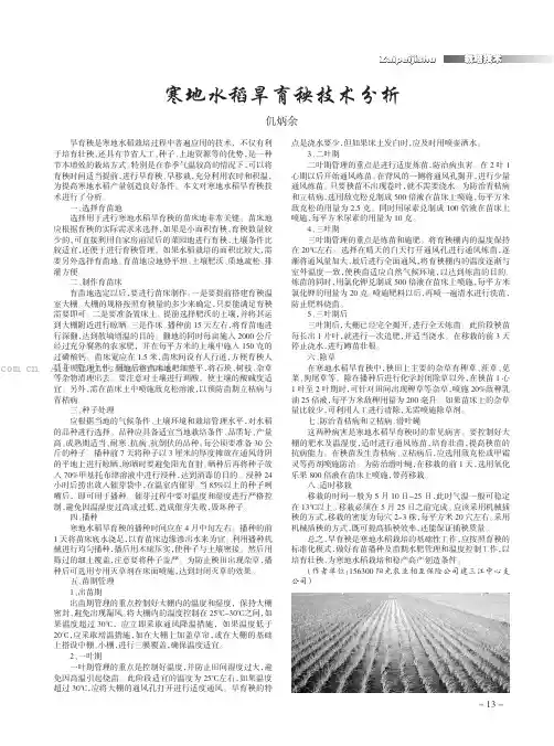 寒地水稻旱育秧技术分析
